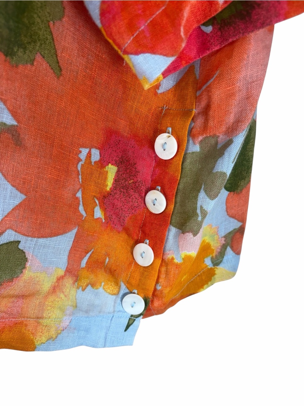JOIE Light Blue Floral 100% linen Linen Tunic Top over size - Picture 5 of 12